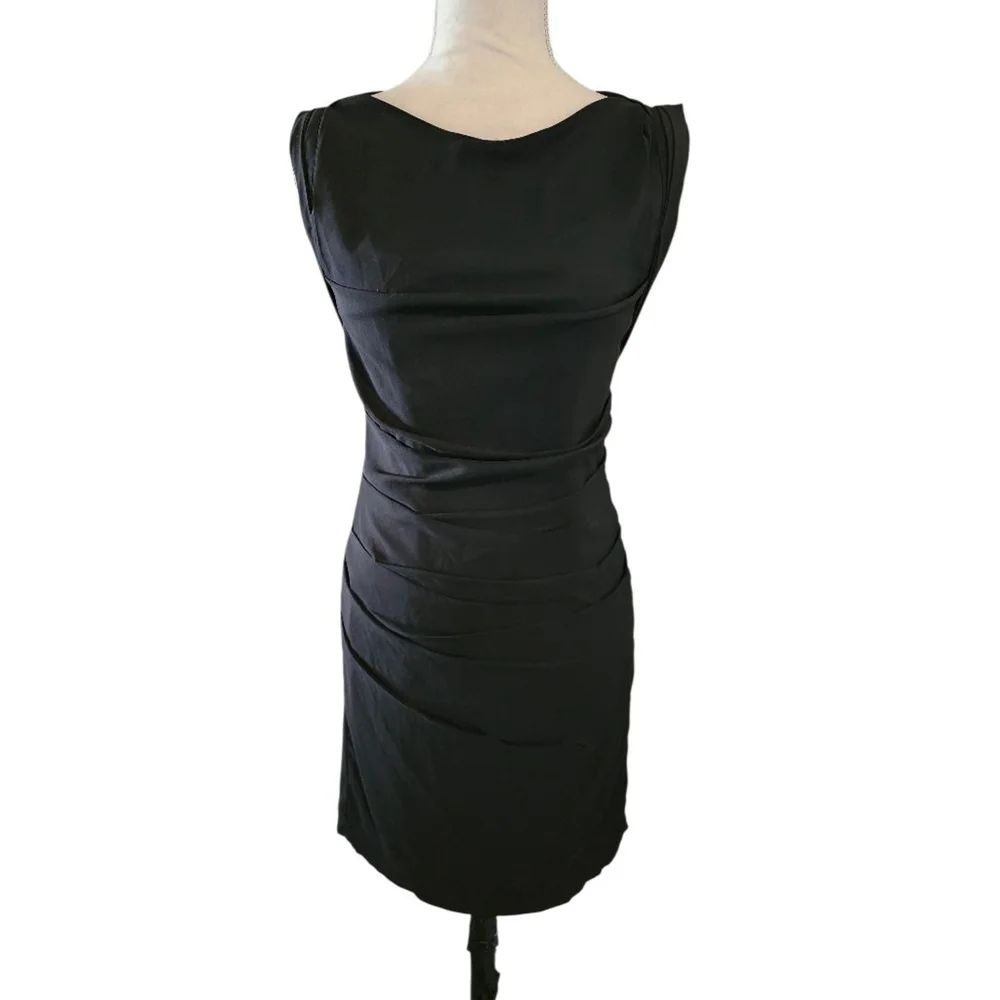 Express Black Sleeveless Ruched Cocktail Dress Size 0 LBD Full Back Zipper